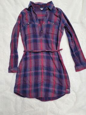 Eddie Bauer Plaid Fannel Long-Sleeve Shirt Dress